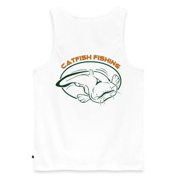 Fische_002_catfish_fishing_001 - Débardeur bio Premium Homme - blanc - Dos - AI Model Male 178 light (178cm)