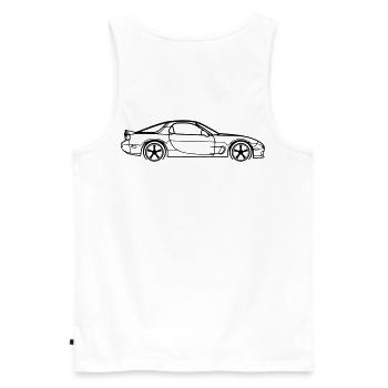 RX‑7 Line Silhouette – JDM Performance Art - Männer Premium Bio Tank Top - Weiß - Hinten - AI Model Male 178 light (178cm)