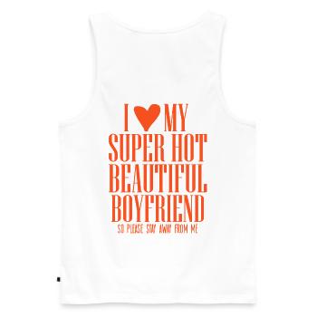 J’adore mon super beau copain Statement Spruch - Débardeur bio Premium Homme - blanc - Dos - AI Model Male 178 light (178cm)