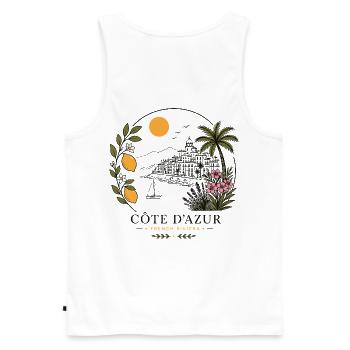Côte d’Azur Küstenpanorama - Männer Premium Bio Tank Top - Weiß - Hinten - AI Model Male 178 light (178cm)