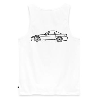 S2000 Line Silhouette – High‑Rev JDM Art - Männer Premium Bio Tank Top - Weiß - Hinten - AI Model Male 178 light (178cm)