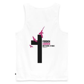 FORGIVEN Kreuz Tauben Pink Grace Vers - Männer Premium Bio Tank Top - Weiß - Hinten - AI Model Male 178 light (178cm)