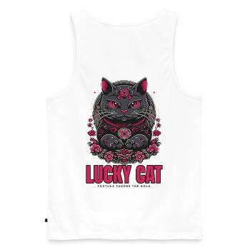 Lucky Cat Glückskatze Maneki Neko Pink - Débardeur bio Premium Homme - blanc - Dos - AI Model Male 178 light (178cm)