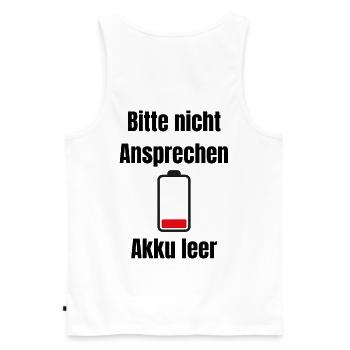 Niedrige Batterie Silhouette - Männer Premium Bio Tank Top - Weiß - Hinten - AI Model Male 178 light (178cm)