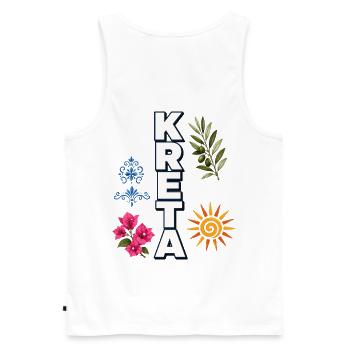 Crete Holidays with Sun, Olive Branch & Blossoms - Men's Premium Organic Tank Top - white - Back - AI Model Male 178 light (178cm)