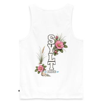 Sylt Brise mit Wildrosen und Nordsee-Flair - Männer Premium Bio Tank Top - Weiß - Hinten - AI Model Male 178 light (178cm)