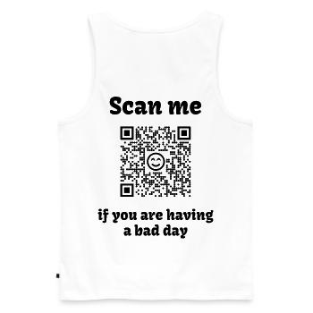 QR-Code mit liebevoller Botschaft - Männer Premium Bio Tank Top - Weiß - Hinten - AI Model Male 178 light (178cm)