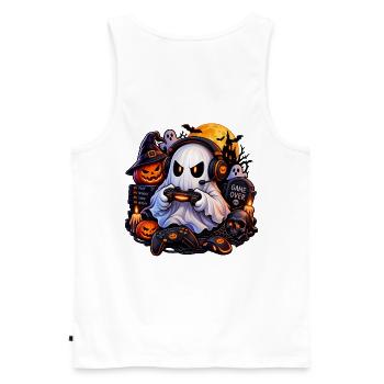 Halloween Gamer Geist: Hol dir den Style jetzt! - Männer Premium Bio Tank Top - Weiß - Hinten - AI Model Male 178 light (178cm)