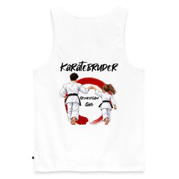 Karate Bruder mit Schwester gemeinsam stark - Männer Premium Bio Tank Top - Weiß - Hinten - AI Model Male 178 light (178cm)