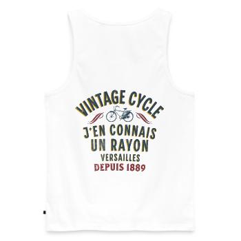 Vintage-Zyklus j weiß viel darüber - Männer Premium Bio Tank Top - Weiß - Hinten - AI Model Male 178 light (178cm)