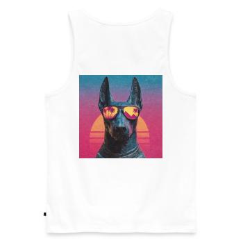 Anubis Synthwave - God on Vacation - Men's Premium Organic Tank Top - white - Back - AI Model Male 178 light (178cm)