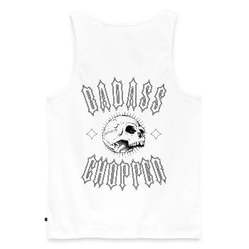 BADASS CHOPPER - Männer Premium Bio Tank Top - Weiß - Hinten - AI Model Male 178 light (178cm)
