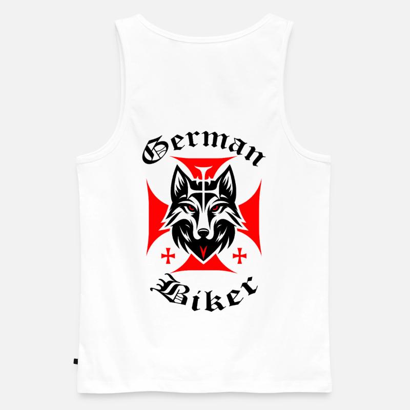 Roter Wolf - German Biker - Männer Premium Bio Tank Top - Weiß