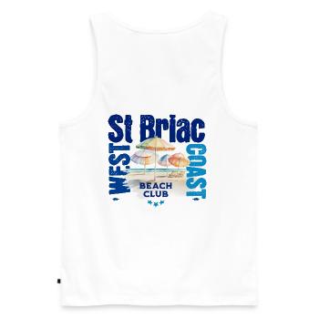 St. Briac Beach Club - Männer Premium Bio Tank Top - Weiß - Hinten - AI Model Male 178 light (178cm)