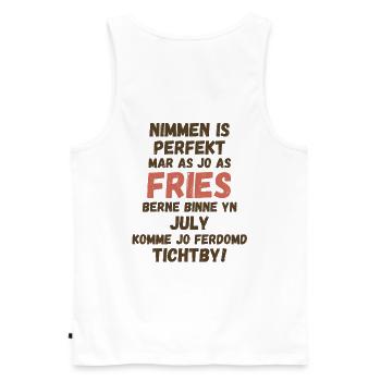 Fier anniversaire frison, né en juillet - Débardeur bio Premium Homme - blanc - Dos - AI Model Male 178 light (178cm)