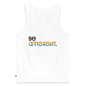 Be different print back LGBT lgbtqi queer - Men's Premium Organic Tank Top - white - Back - AI Model Male 178 light (178cm)