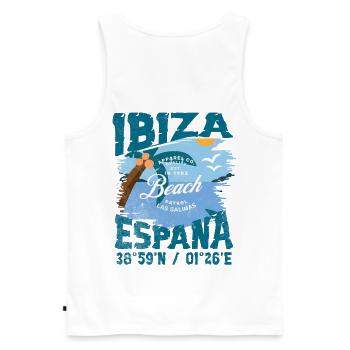 Vintage Design Strand Ibiza Spanien - Männer Premium Bio Tank Top - Weiß - Hinten - AI Model Male 178 light (178cm)
