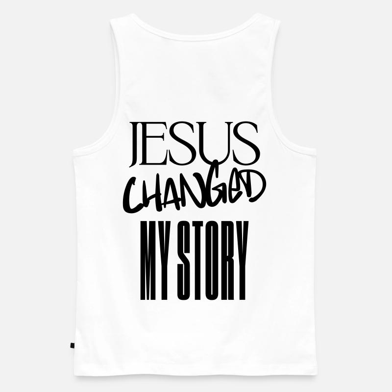Jesus hat meine Geschichte verändert - Männer Premium Bio Tank Top - Weiß