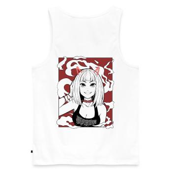 Anime Teufel Mädchen Goth Design - Männer Premium Bio Tank Top - Weiß - Hinten - AI Model Male 178 light (178cm)