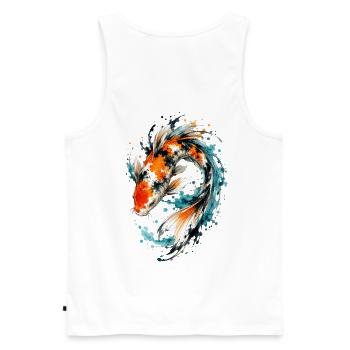 Éclaboussure de carpes koi aquarelle - Débardeur bio Premium Homme - blanc - Dos - AI Model Male 178 light (178cm)