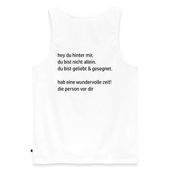 hey du hinter mir by csDesign - Männer Premium Bio Tank Top - Weiß - Hinten - AI Model Male 178 light (178cm)