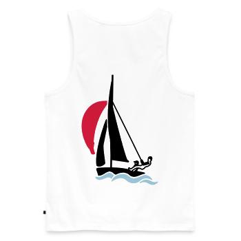 Jugend Segeljolle (420er 470er 505er) Segelboot - Männer Premium Bio Tank Top - Weiß - Hinten - AI Model Male 178 light (178cm)