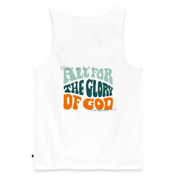 All for the glory of god - UNITED - Men's Premium Organic Tank Top - white - Back - AI Model Male 178 light (178cm)
