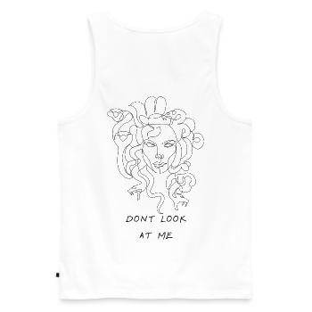 Medusa - Dont look at me - Männer Premium Bio Tank Top - Weiß - Hinten - AI Model Male 178 light (178cm)