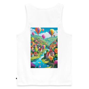 Panorama du village de ballons - Débardeur bio Premium Homme - blanc - Dos - AI Model Male 178 light (178cm)