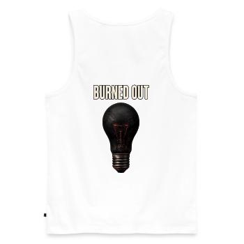 Burned Out – Broken Lightbulb - Men's Premium Organic Tank Top - white - Back - AI Model Male 178 light (178cm)