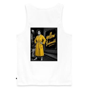 Gelber Bademantel Citylook - Männer Premium Bio Tank Top - Weiß - Hinten - AI Model Male 178 light (178cm)