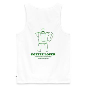 Coffee Lover - Männer Premium Bio Tank Top - Weiß - Hinten - AI Model Male 178 light (178cm)