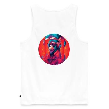 Funky Affe mit Kopfhörer und Sonnenbrille - Männer Premium Bio Tank Top - Weiß - Hinten - AI Model Male 178 light (178cm)