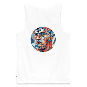 Geometrischer Mosaik Kopf - Männer Premium Bio Tank Top - Weiß - Hinten - AI Model Male 178 light (178cm)