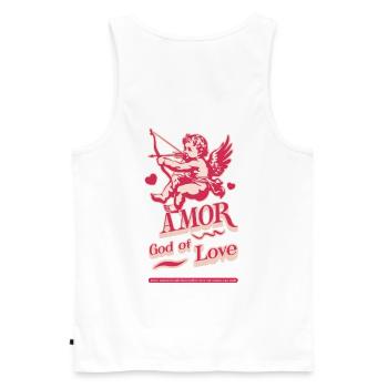 Amor - Gott der Liebe Vintage - Männer Premium Bio Tank Top - Weiß - Hinten - AI Model Male 178 light (178cm)