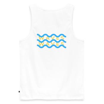 Waves Wellen Surferlook Design - Männer Premium Bio Tank Top - Weiß - Hinten - AI Model Male 178 light (178cm)