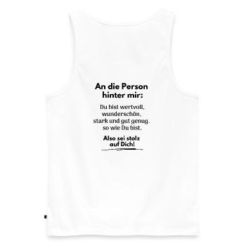 Du bist gut genug! - Männer Premium Bio Tank Top - Weiß - Hinten - AI Model Male 178 light (178cm)