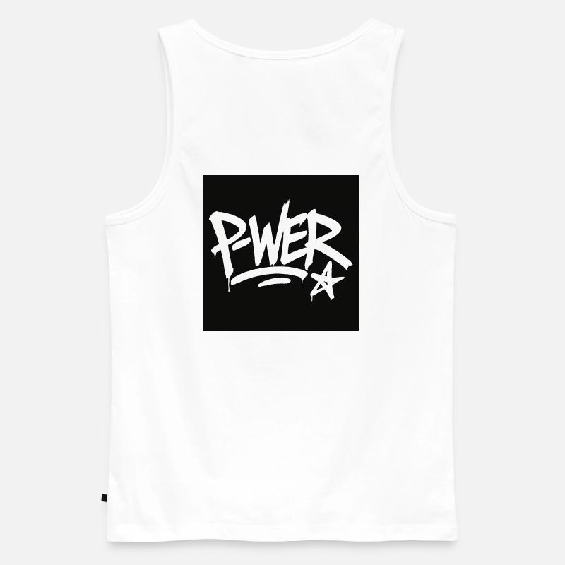 Graffiti-Stil Power-Text-Design - Männer Premium Bio Tank Top - Weiß