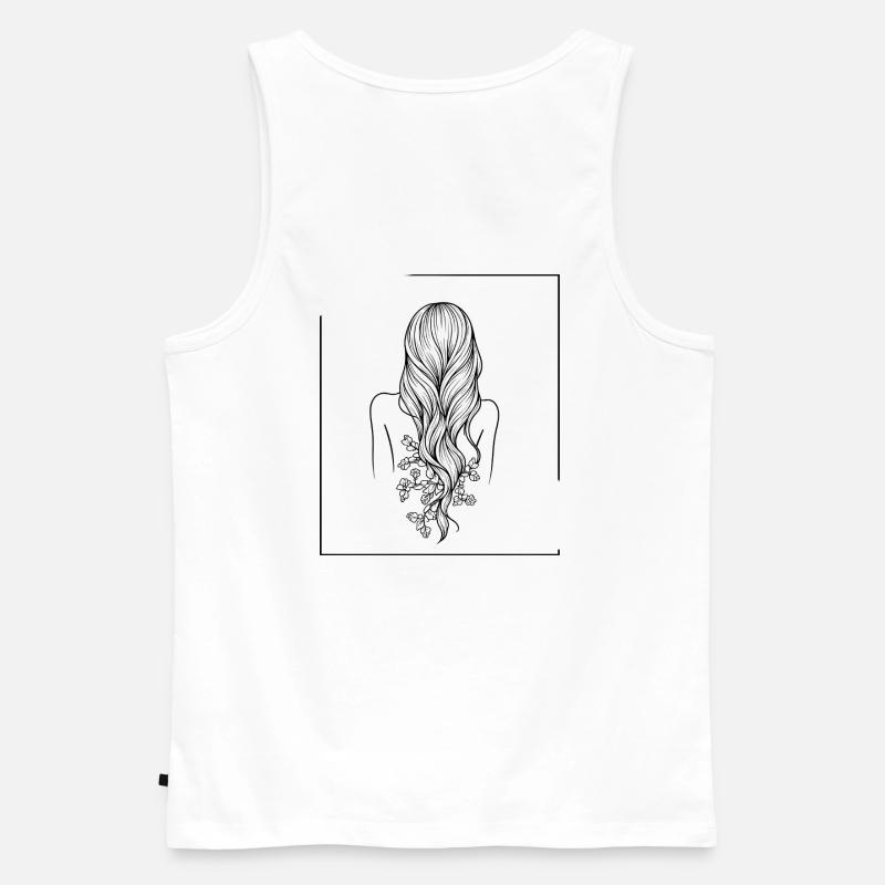 Frau mit Blumenhaar - Männer Premium Bio Tank Top - Weiß