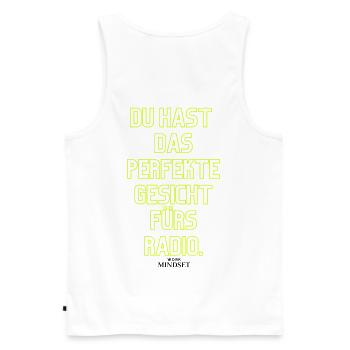 Neon Typo: Du hast das perfekte Gesicht - Männer Premium Bio Tank Top - Weiß - Hinten - AI Model Male 178 light (178cm)