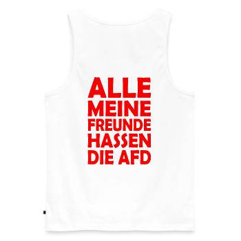 alle meine freunde hassen die afd - Männer Premium Bio Tank Top - Weiß - Hinten - AI Model Male 178 light (178cm)