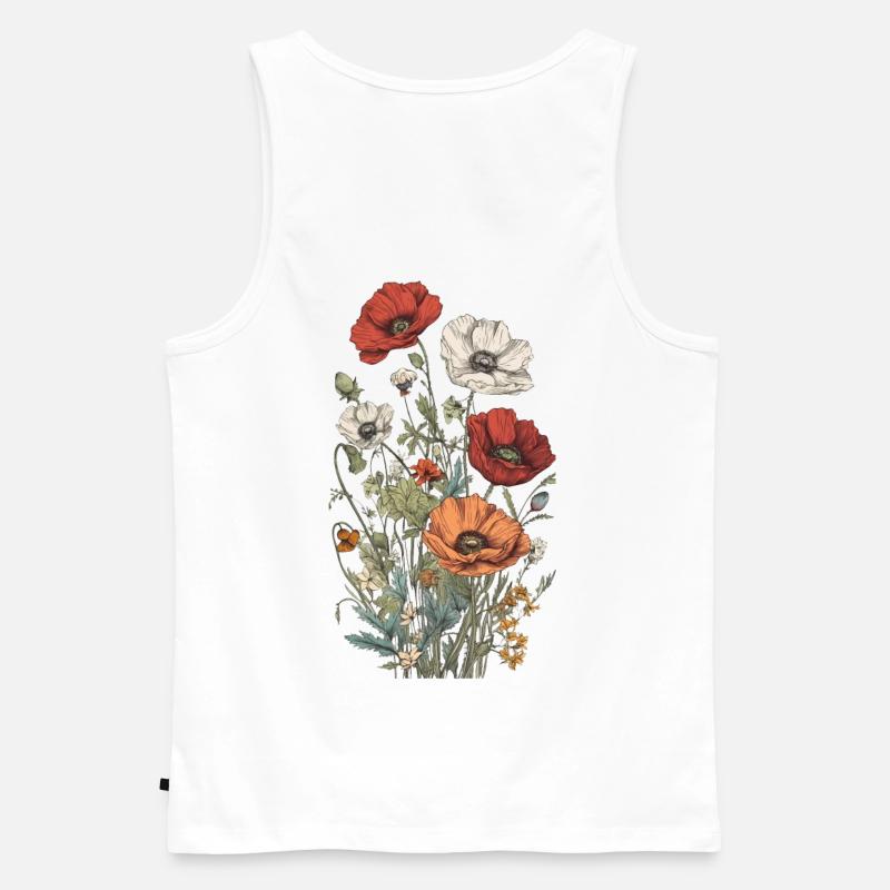 Wunderschönes Boho Mohn Herbarium Bouquet - Männer Premium Bio Tank Top - Weiß