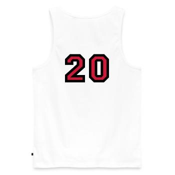Zahl 20 - Nummer 20 (Rot) Nr. 20 - Männer Premium Bio Tank Top - Weiß - Hinten - AI Model Male 178 light (178cm)