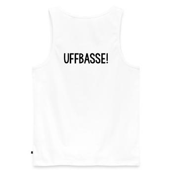 UFFBASSE Dialekt badisch - Männer Premium Bio Tank Top - Weiß - Hinten - AI Model Male 178 light (178cm)