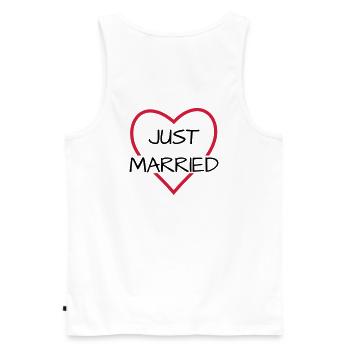 Just married heart wedding partner look - Men's Premium Organic Tank Top - white - Back - AI Model Male 178 light (178cm)
