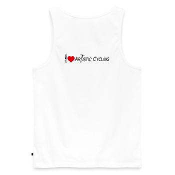 Artistic Cycling, Artistic Cycling, Indoor Cycling, I Love - Men's Premium Organic Tank Top - white - Back - AI Model Male 178 light (178cm)