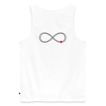 Signe infini coeur signe symbole cadeau amour - Débardeur bio Premium Homme - blanc - Dos - AI Model Male 178 light (178cm)