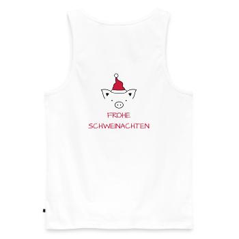 Frohe Weihnachten Schwein I Frohe Schweinachten - Männer Premium Bio Tank Top - Weiß - Hinten - AI Model Male 178 light (178cm)
