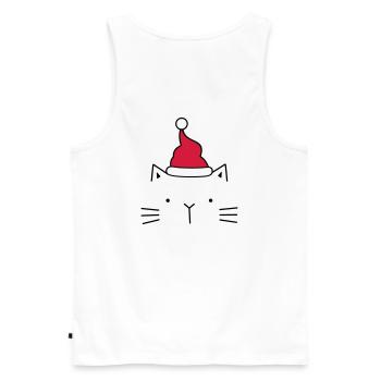 Cat Santa Claus Christmas hat Christmas - Men's Premium Organic Tank Top - white - Back - AI Model Male 178 light (178cm)