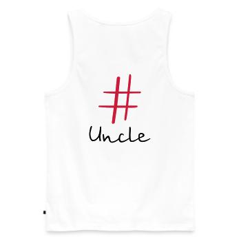 #Uncle Hashtag Social Media I Geschenkidee Onkel - Männer Premium Bio Tank Top - Weiß - Hinten - AI Model Male 178 light (178cm)